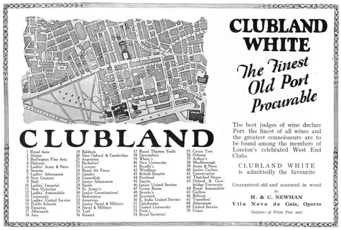 Framed Print : Clubland White Port advertisement Framed Print : Clubland White Port advertisement