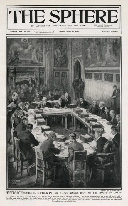 Framed Print : Coal Commission sit in Kings Robing Room - House of Lords