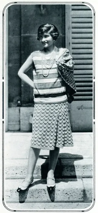 Framed Print : Coco Chanel in her own designs Framed Print : Coco Chanel in her own designs