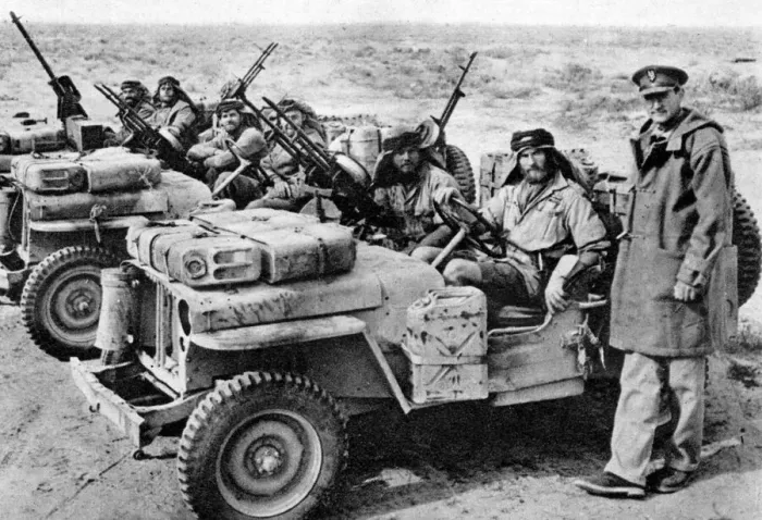 Framed Print : Colonel David Stirling with a patrol in the desert Framed Print : Colonel David Stirling with a patrol in the desert