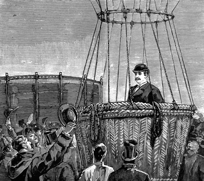 Framed Print : Colonel Frederick Burnaby in his hot air balloon, 1882 Framed Print : Colonel Frederick Burnaby in his hot air balloon, 1882