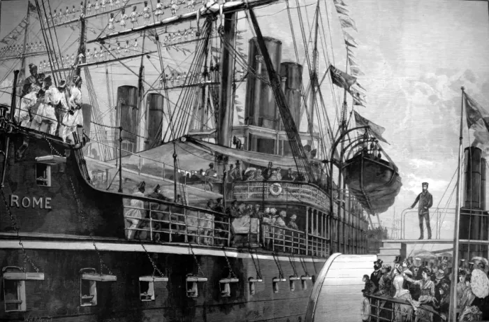 Framed Print : Colonial visitors at the Royal Albert Dock Framed Print : Colonial visitors at the Royal Albert Dock