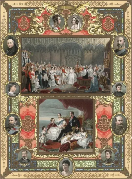Framed Print : Colour plate of the early life of Queen Victoria and Prince