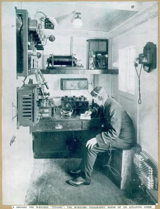 Framed Print : Communications Room on an Atlantic liner