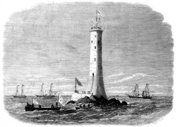 Framed Print : The Completion of Wolf Rock Lighthouse, 1869 Framed Print : The Completion of Wolf Rock Lighthouse, 1869
