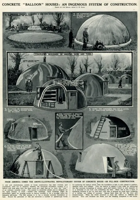 Framed Print : Concrete balloon houses by G. H. Davis