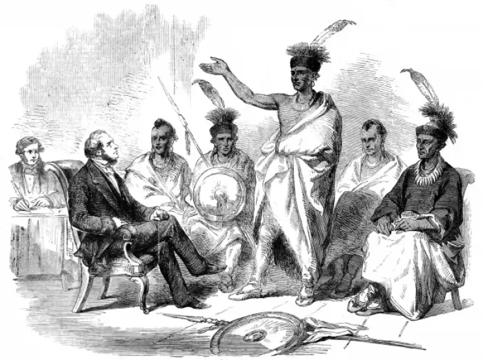 Framed Print : The Conference of Kaw Indians with the United States Governm Framed Print : The Conference of Kaw Indians with the United States Governm
