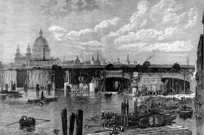 Framed Print : Construction of Blackfriars Bridge, 1868 Framed Print : Construction of Blackfriars Bridge, 1868