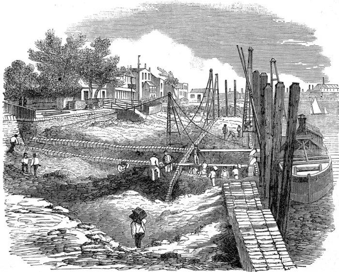 Framed Print : Construction of the Chelsea Embankment, London, 1857 Framed Print : Construction of the Chelsea Embankment, London, 1857