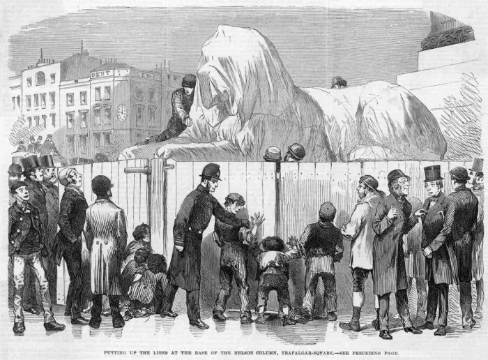 Framed Print : Construction of the Lions, Trafalgar Square, London, 1867