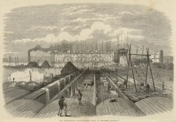 Framed Print : Construction of the Metropolitan Main Drainage Works, Crossn Framed Print : Construction of the Metropolitan Main Drainage Works, Crossn