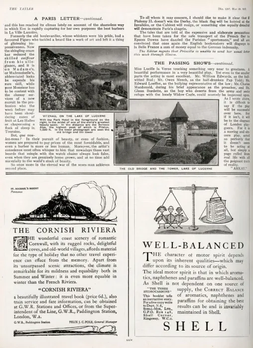 Framed Print : Cornish Riviera advert 1925