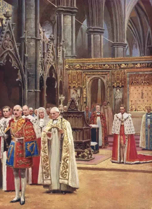 Framed Print : Coronation 1937 - King George VI standing before the assembl Framed Print : Coronation 1937 - King George VI standing before the assembl