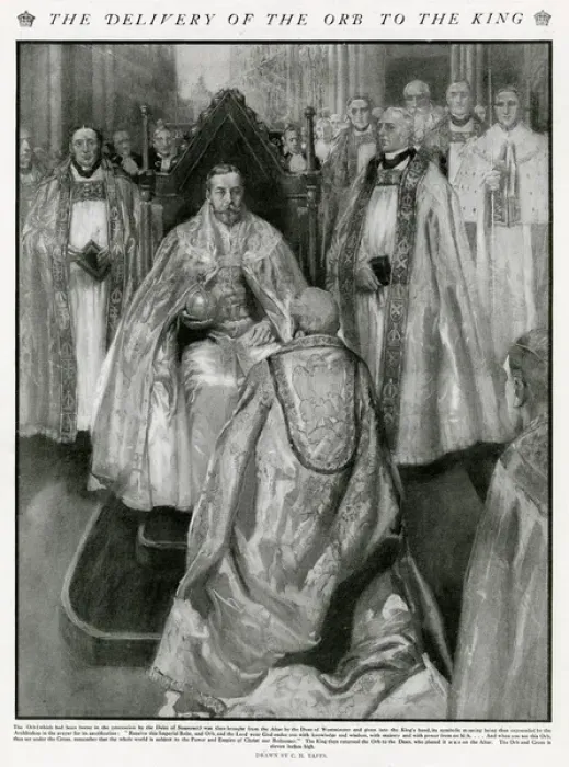 Framed Print : Coronation of George V, receiving the orb Framed Print : Coronation of George V, receiving the orb