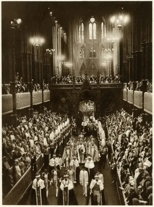 Framed Print : Coronation - King George VI, crowned leaving Abbey 1937 Framed Print : Coronation - King George VI, crowned leaving Abbey 1937