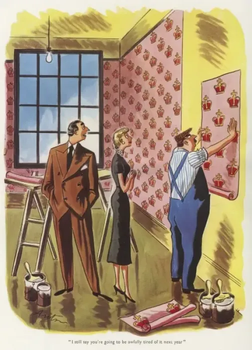 Framed Print : Coronation wallpaper, 1953 Framed Print : Coronation wallpaper, 1953