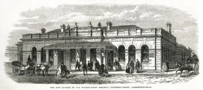 Framed Print : Cowcross-street station 1866