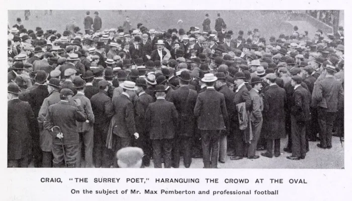 Framed Print : Craig, The Surrey Poet, haranguing the crowd at the Oval cricket ground on the subject of