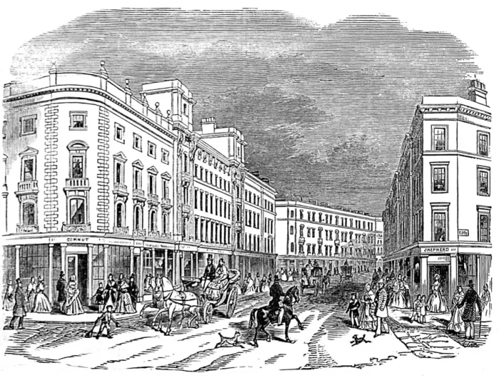 Framed Print : Cranbourne Street, London, 1845 Framed Print : Cranbourne Street, London, 1845