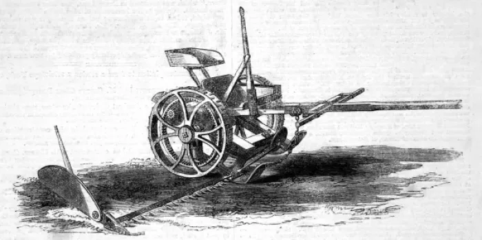 Framed Print : Cranstons wood grass mowing machine