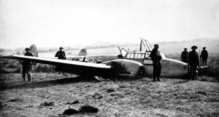 Framed Print : Crashed Me-110 fighter-bomber; Second World War, 1940