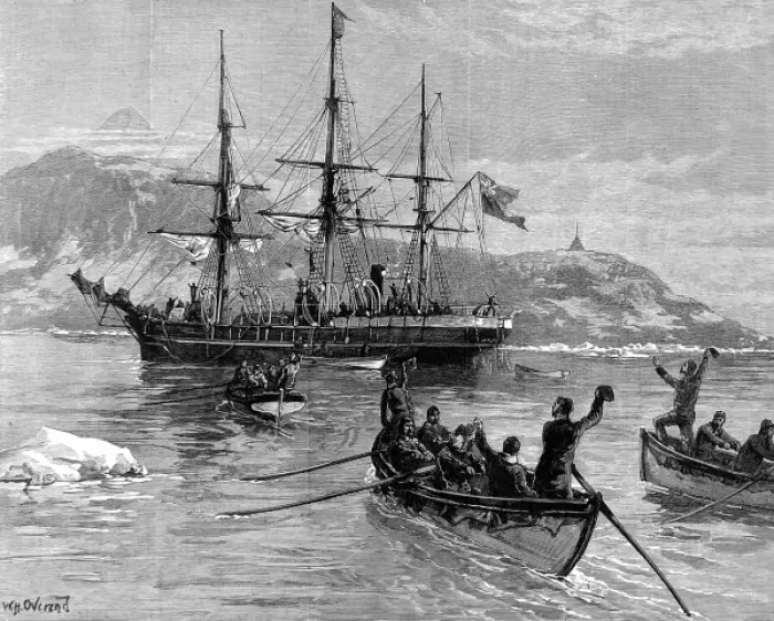 Framed Print : The Crew of the Eira Arctic Expedition reach safety, 1882 Framed Print : The Crew of the Eira Arctic Expedition reach safety, 1882