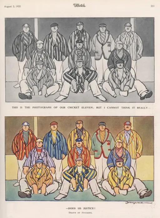 Framed Print : Cricket Blazers by Fougasse Framed Print : Cricket Blazers by Fougasse