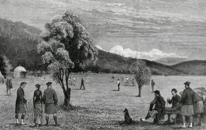 Framed Print : Cricket Match at Balmoral, Abergeldie v Balmoral, 1880 Framed Print : Cricket Match at Balmoral, Abergeldie v Balmoral, 1880
