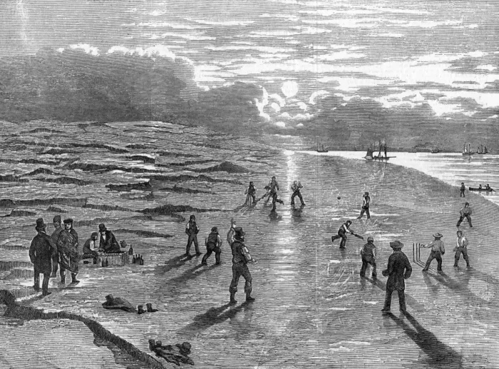 Framed Print : A cricket match upon the Goodwin Sands, Kent Framed Print : A cricket match upon the Goodwin Sands, Kent
