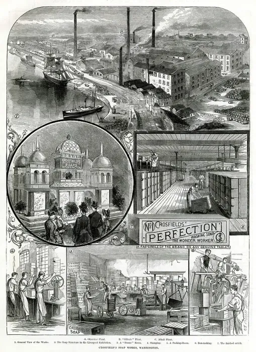 Framed Print : Crosfield's soap works, Warrington 1886 Framed Print : Crosfield's soap works, Warrington 1886