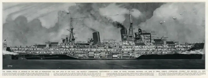 Framed Print : Cruiser Southampton at Spithead by G. H. Davis