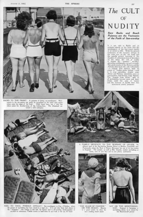 Framed Print : The Cult of Nudity - sunbathing fashions, 1930s Framed Print : The Cult of Nudity - sunbathing fashions, 1930s