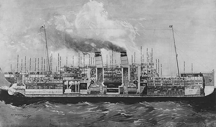 Framed Print : Cut-away of the Empress of Ireland Framed Print : Cut-away of the Empress of Ireland