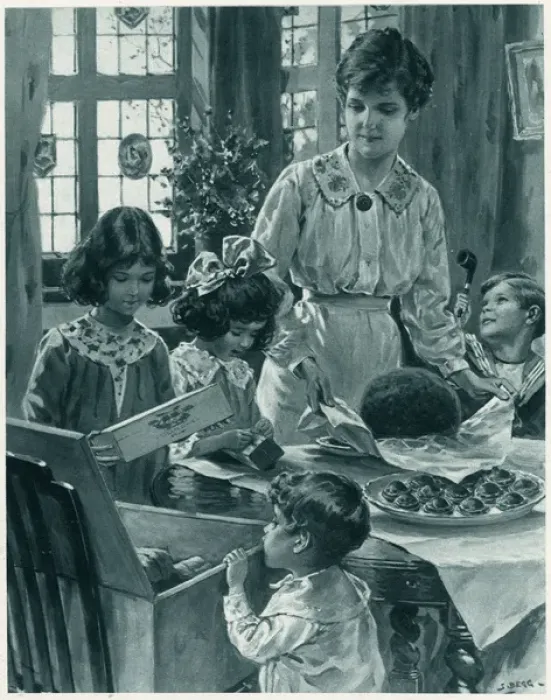 Framed Print : Daddys Christmas Dinner by Samuel Begg, WW1