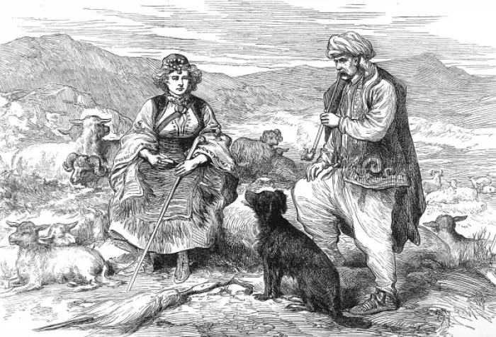 Framed Print : Dalmatian Shepherd and Shepherdess, 1875