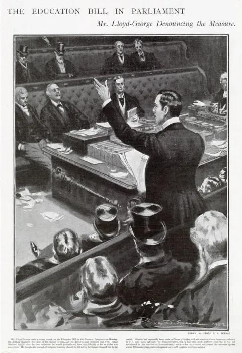 Framed Print : David Lloyd-George denouncing the measures to make the control of religious teaching to Framed Print : David Lloyd-George denouncing the measures to make the control of religious teaching to