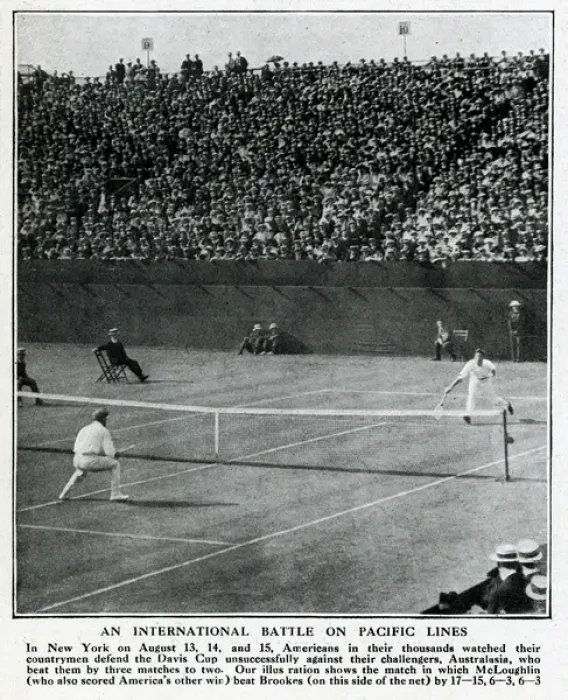 Framed Print : Davis Cup tennis match, McLoughlin v Brookes, New York