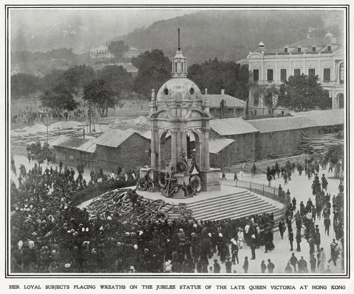 Framed Print : Death of Late Queen Victoria - Placing Wreaths in Hong Kong