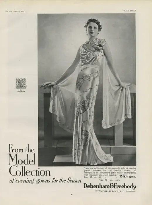 Framed Print : Debenham and Freebody advert, gowns for the Season Framed Print : Debenham and Freebody advert, gowns for the Season