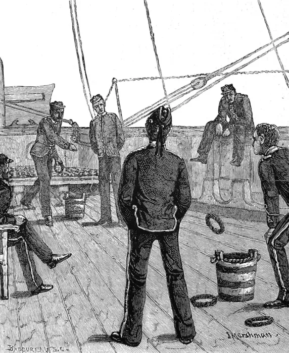 Framed Print : Deck Quoits on board a Troopship, 1876 Framed Print : Deck Quoits on board a Troopship, 1876