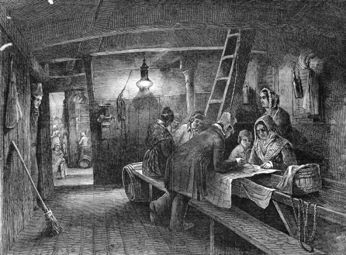 Framed Print : Below Decks on an Emigrant Ship, 1849 Framed Print : Below Decks on an Emigrant Ship, 1849