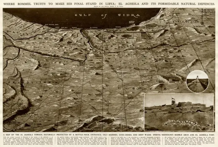 Framed Print : Defences of El Agheila, Libya, by G. H. Davis Framed Print : Defences of El Agheila, Libya, by G. H. Davis