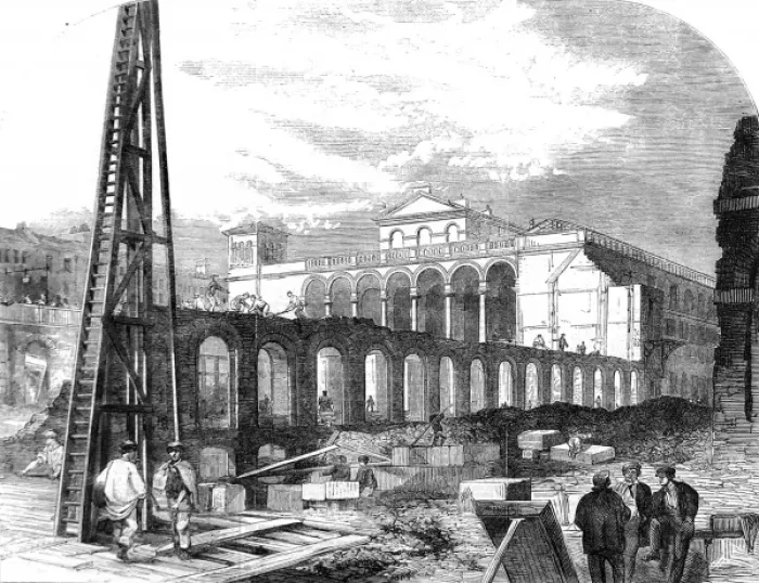 Framed Print : Demolition of Hungerford Market, London, 1862 Framed Print : Demolition of Hungerford Market, London, 1862