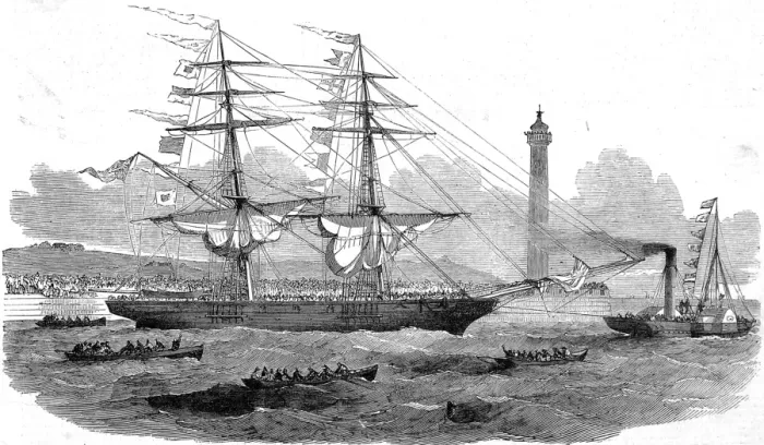 Framed Print : Departure of the Emigrant Ship Lizzie Webber, 1852 Framed Print : Departure of the Emigrant Ship Lizzie Webber, 1852