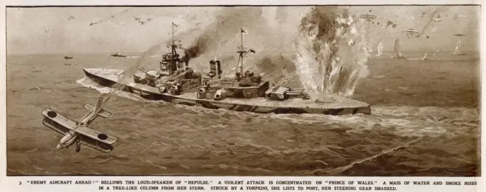Framed Print : The destruction of HMS Prince of Wales, 1941