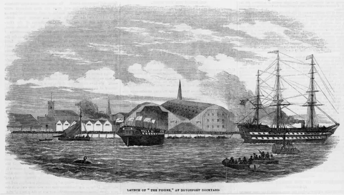 Framed Print : DEVONPORT. The dockyard at Devonport, Devon