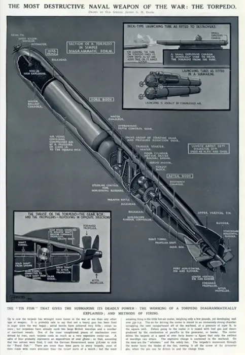 Framed Print : Diagram of a torpedo by G. H. Davis Framed Print : Diagram of a torpedo by G. H. Davis
