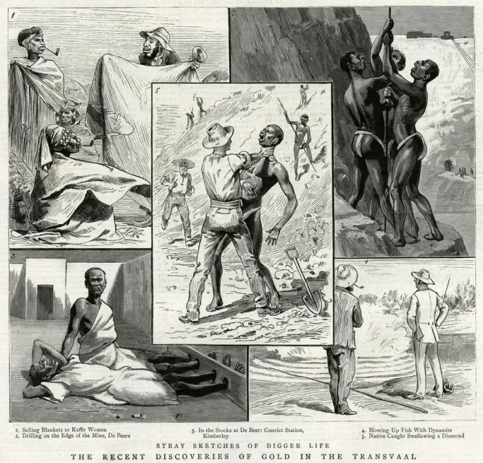 Framed Print : Diamond mines workers 1887 Framed Print : Diamond mines workers 1887