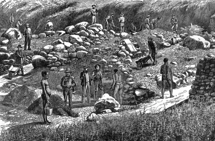 Framed Print : Diggers at work in the Transvaal gold fields Framed Print : Diggers at work in the Transvaal gold fields