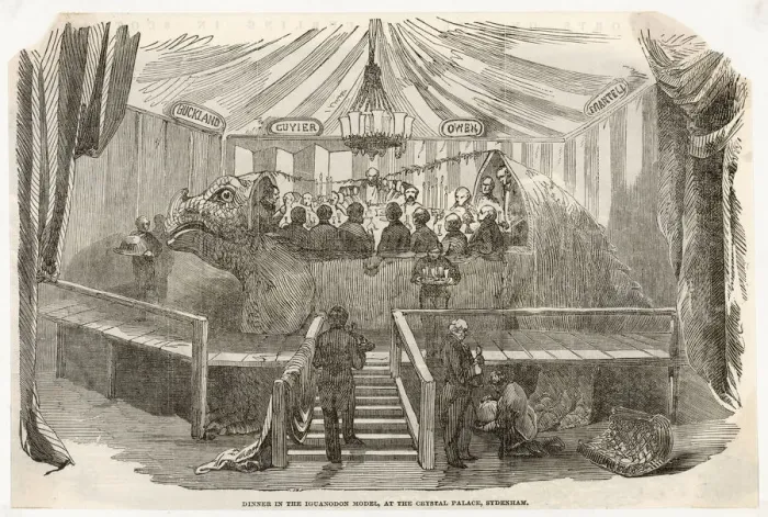 Framed Print : DINING INSIDE IGUANODON 1854 Framed Print : DINING INSIDE IGUANODON 1854